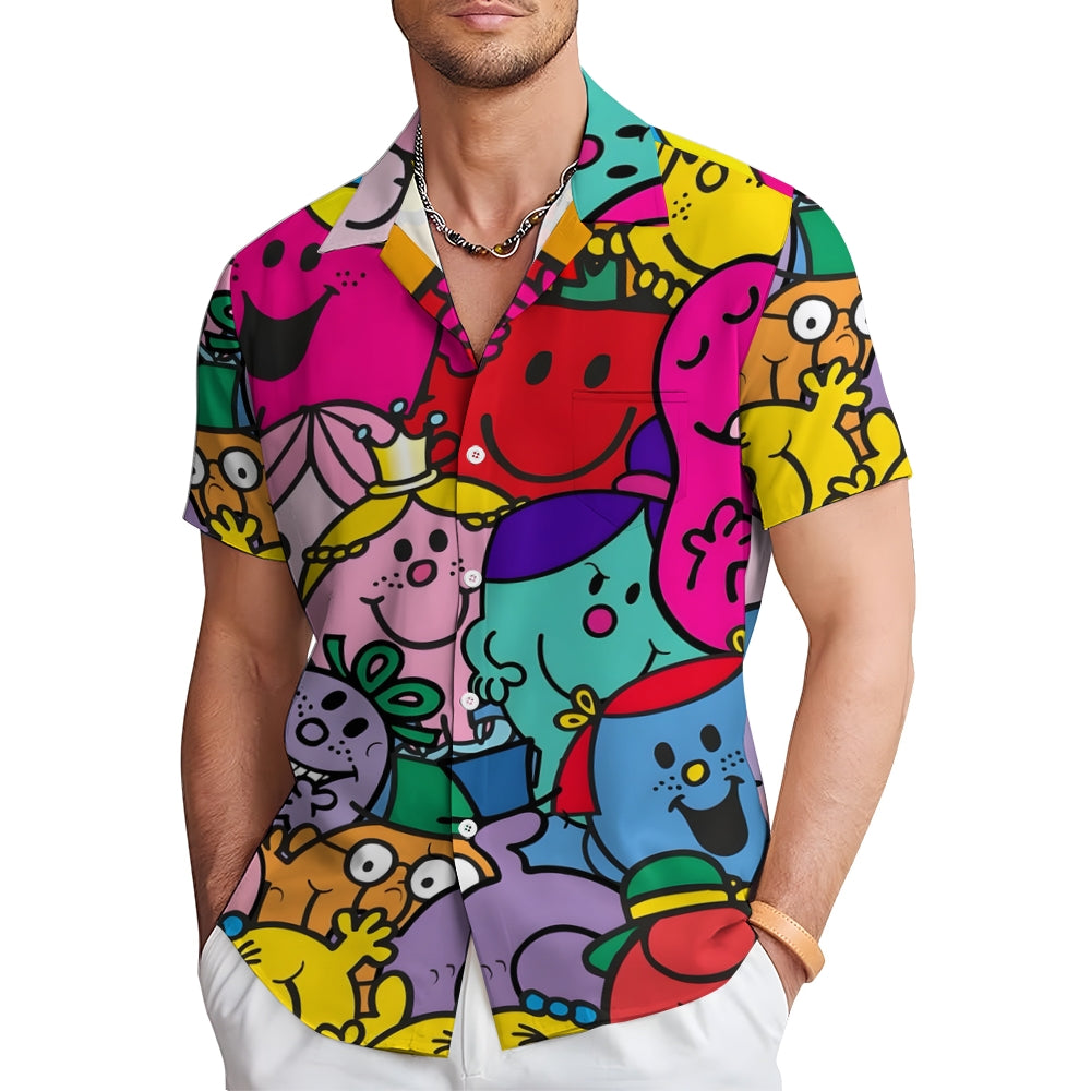 Vibrant And Colorful Cartoon Characters Pattern Printing Shirt 2412005221