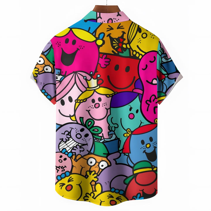 Vibrant And Colorful Cartoon Characters Pattern Printing Shirt 2412005221