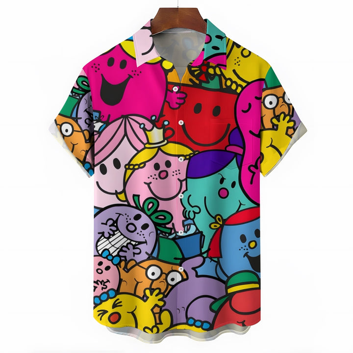 Vibrant And Colorful Cartoon Characters Pattern Printing Shirt 2412005221