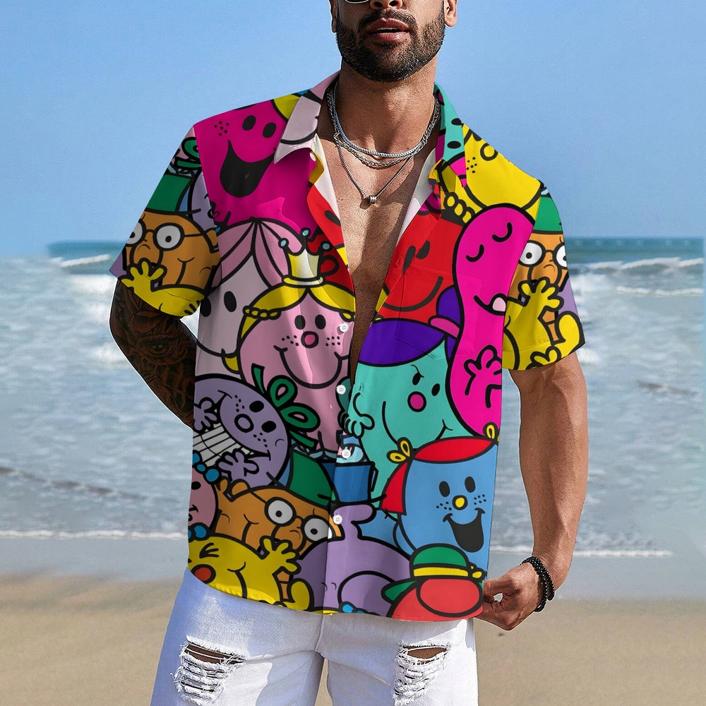 Vibrant And Colorful Cartoon Characters Pattern Printing Shirt 2412005221