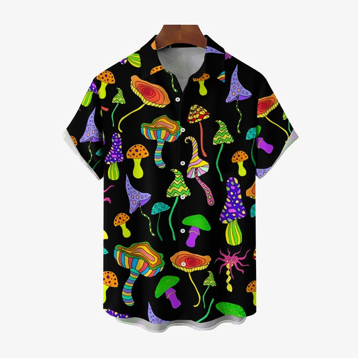 Men's Mushrooms Graphic Print Short Sleeve Shirt 2412006688