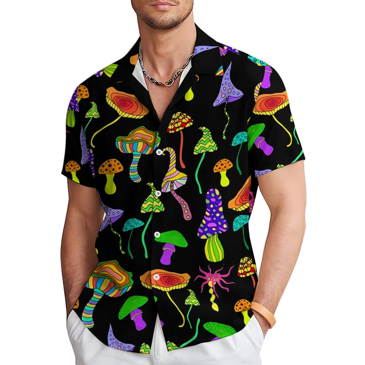 Men's Mushrooms Graphic Print Short Sleeve Shirt 2412006688