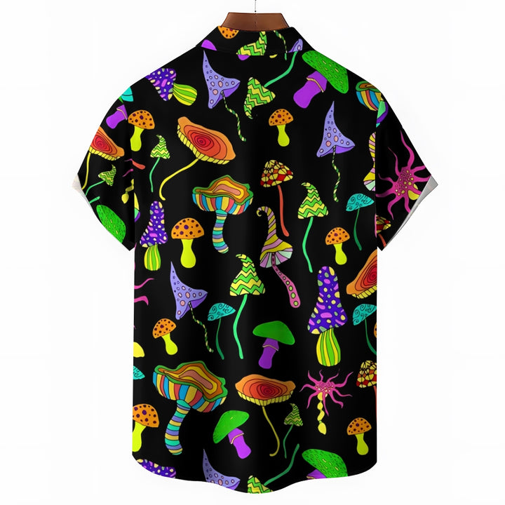 Men's Mushrooms Graphic Print Short Sleeve Shirt 2412006688