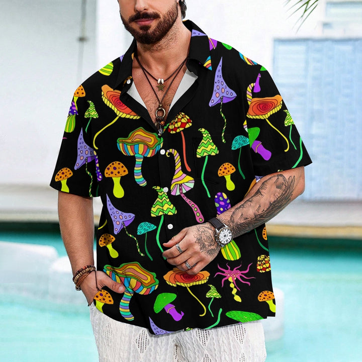 Men's Mushrooms Graphic Print Short Sleeve Shirt 2412006688