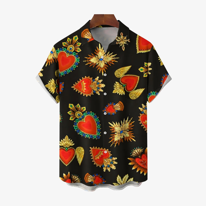 Men's Cartoon Pattern Print Short Sleeve Shirt 2412006697