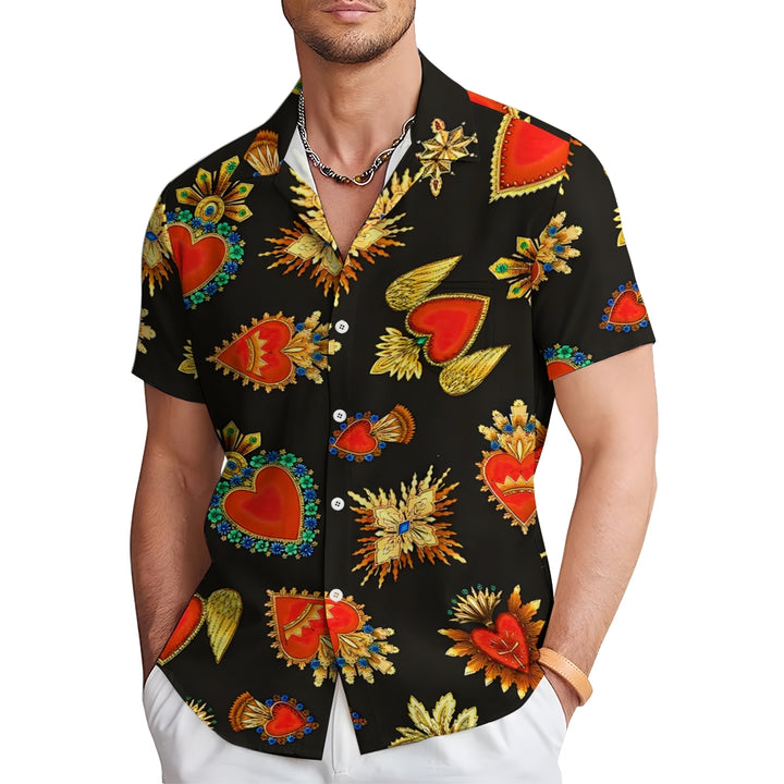 Men's Cartoon Pattern Print Short Sleeve Shirt 2412006697