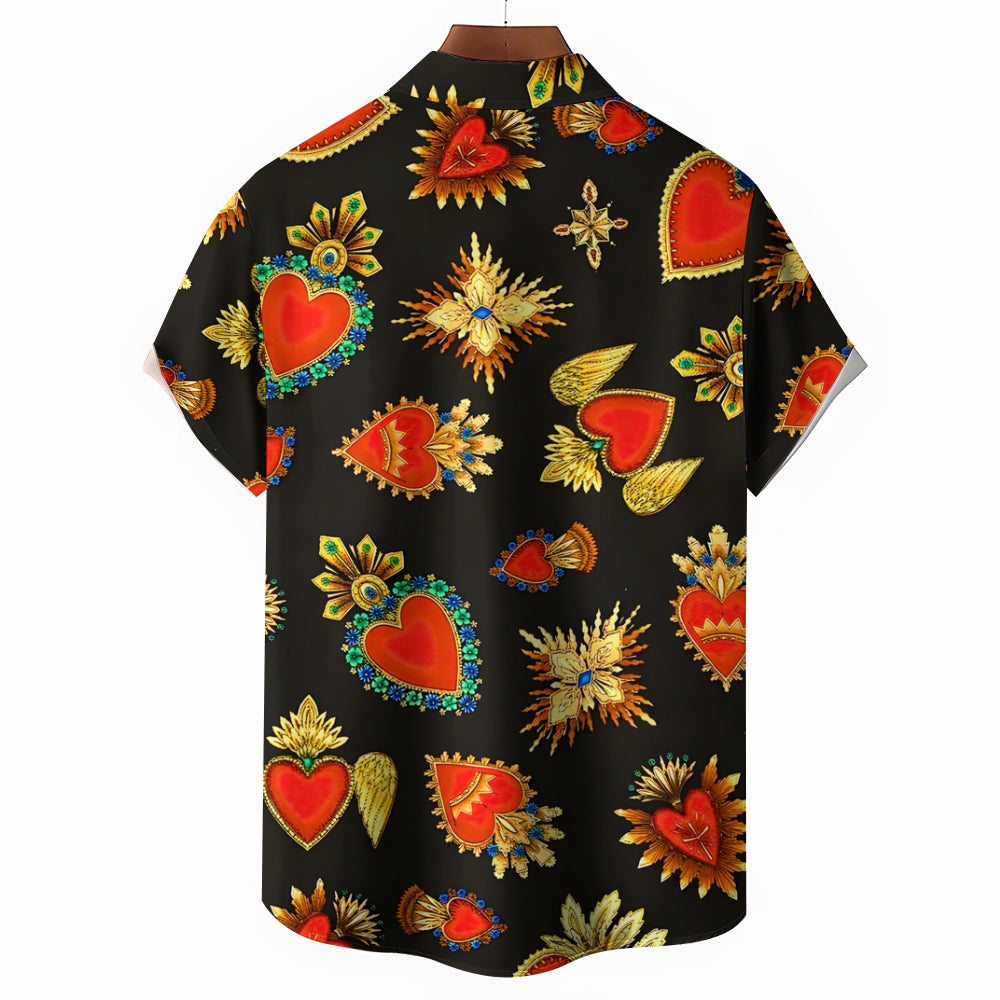 Men's Cartoon Pattern Print Short Sleeve Shirt 2412006697