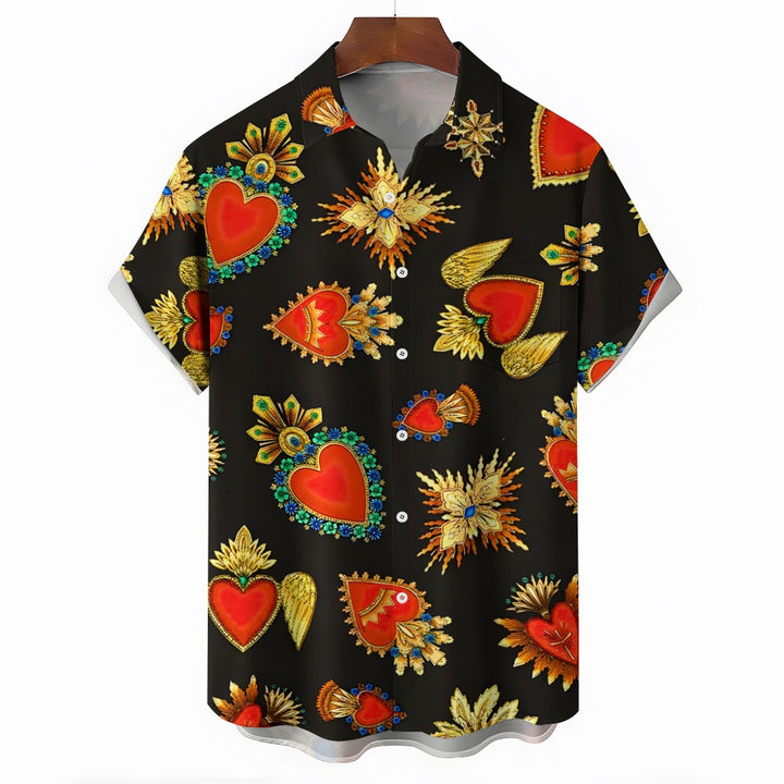 Men's Cartoon Pattern Print Short Sleeve Shirt