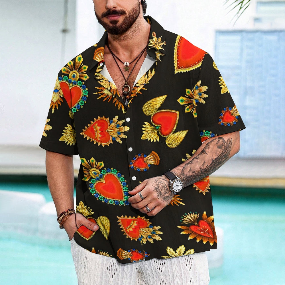 Men's Cartoon Pattern Print Short Sleeve Shirt 2412006697