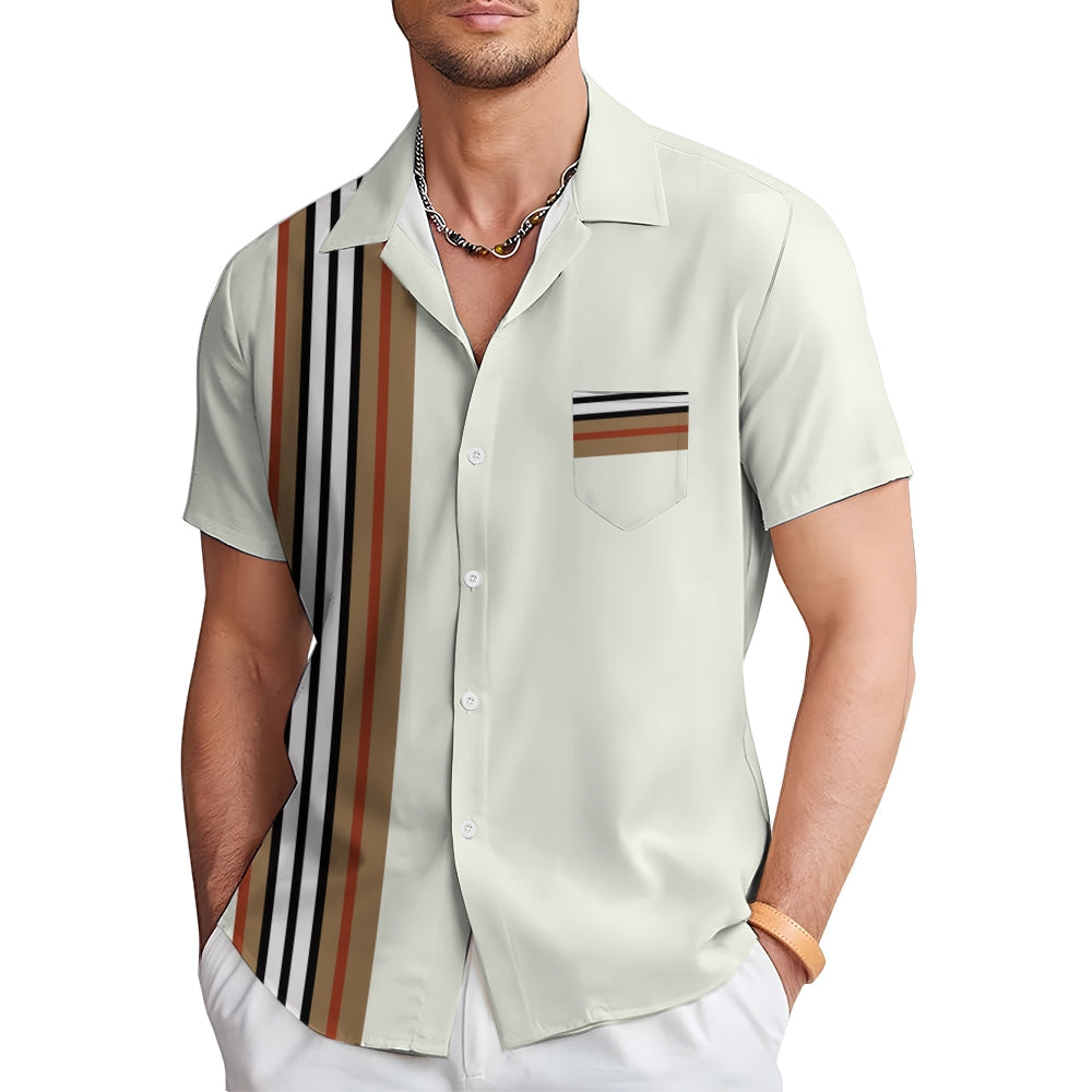 Men's Classic Striped Casual Short Sleeve Shirt 2404001520