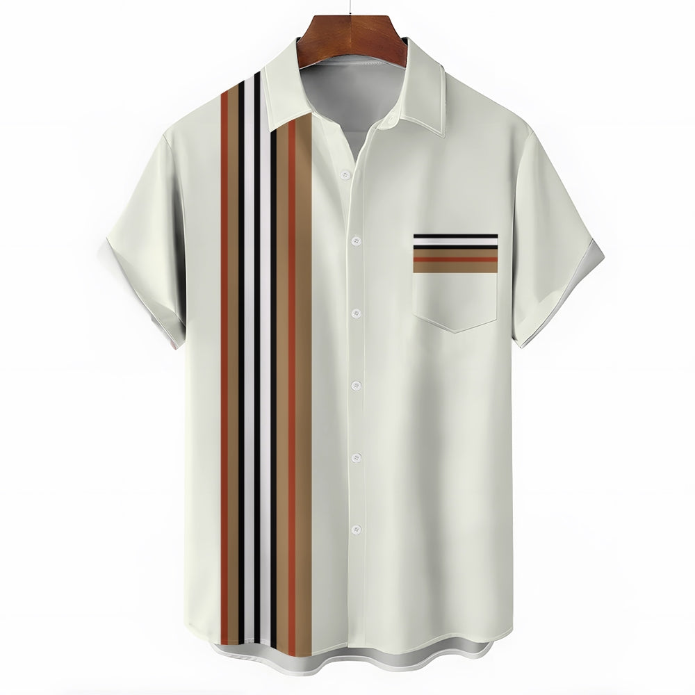 Men's Classic Striped Casual Short Sleeve Shirt 2404001520