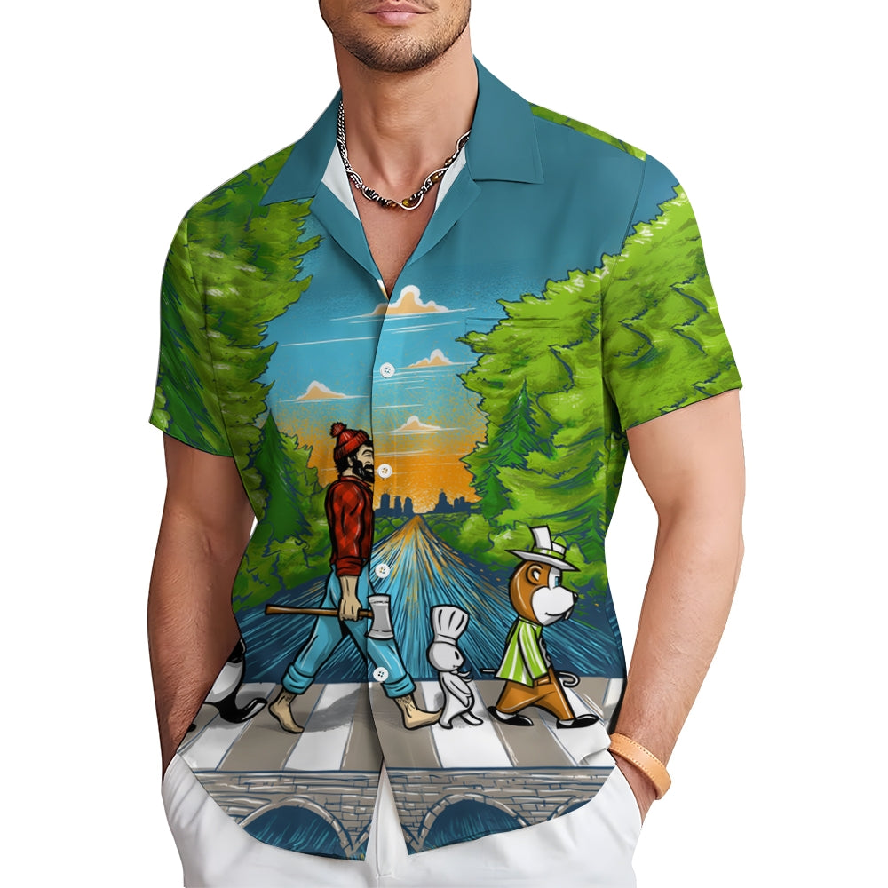 Men's Minnesota Character Print Hawaiian Short Sleeve Shirt 2412007146