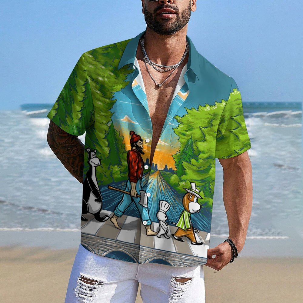 Men's Minnesota Character Print Hawaiian Short Sleeve Shirt 2412007146