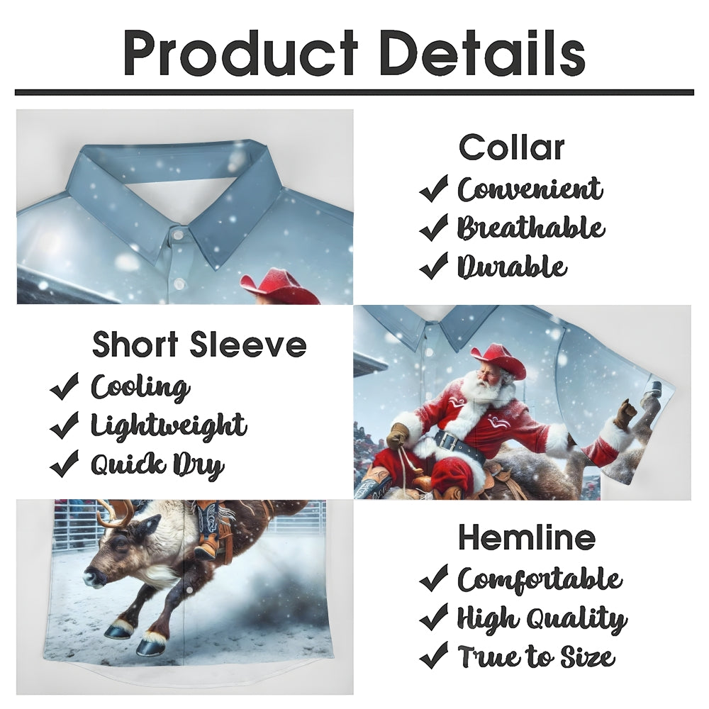 Men's Wild Santa Cowboy Short Sleeve Shirt 2412007757