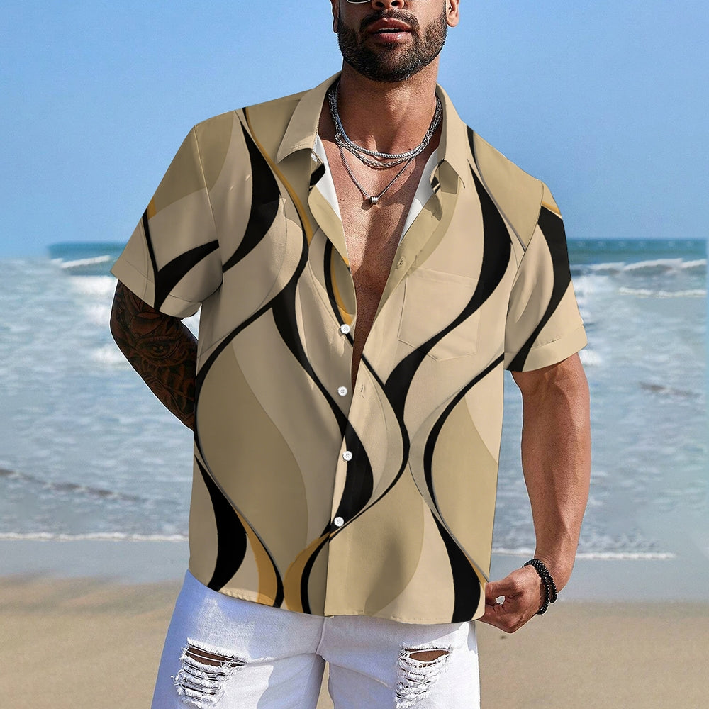 Men's Geometric 3D Print Casual Button Up Shirt