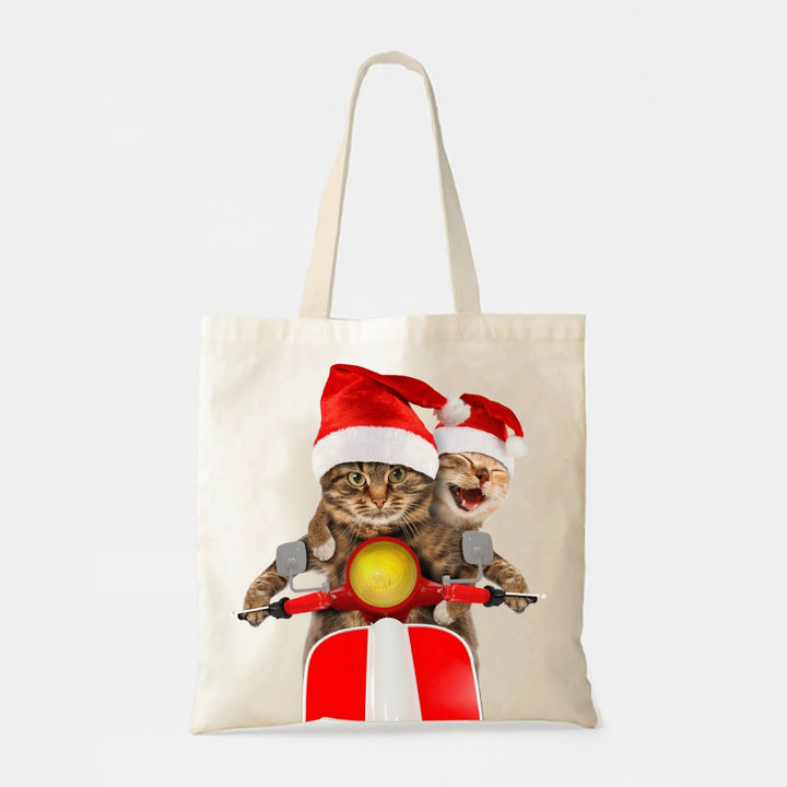 Christmas Print Casual Cat Print Tote Bag