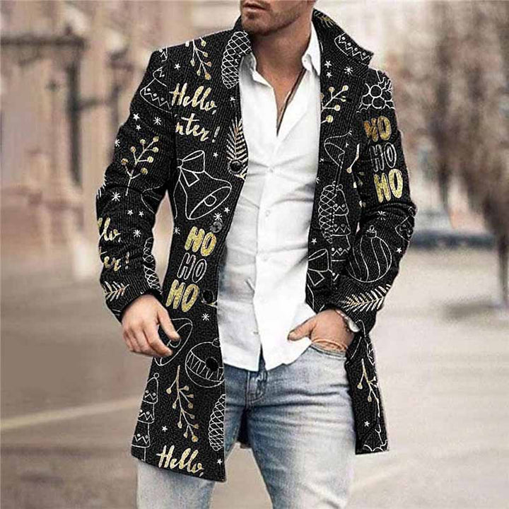 Men's Christmas Letter Bell Winter Coat