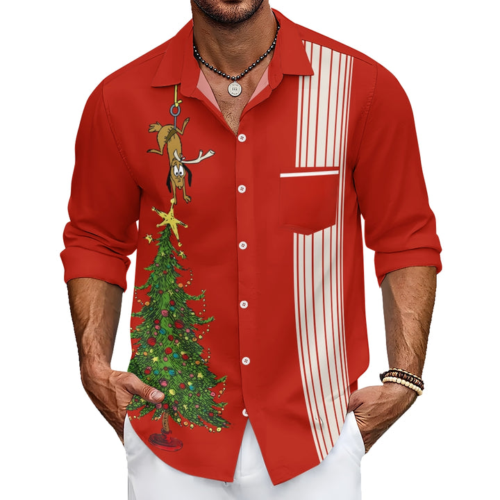 Men's Casual Printed Long Sleeve Shirt