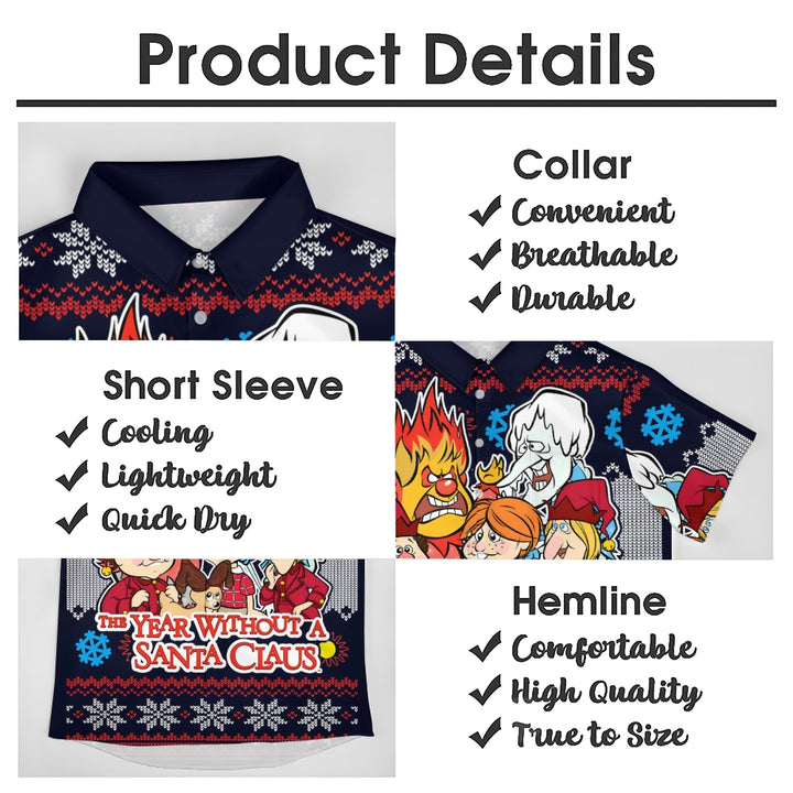 Santa Claus Cartoon Casual Short Sleeve Shirt 2409008997