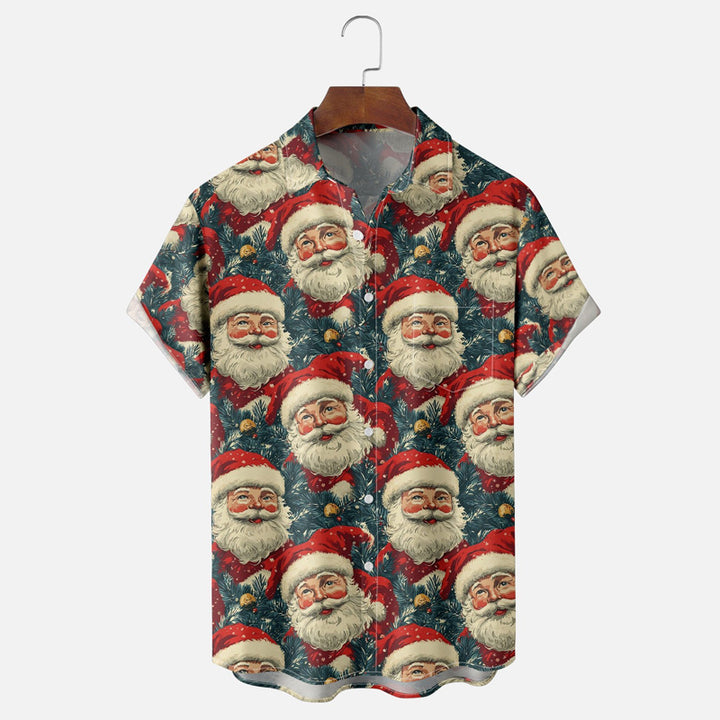 Men's Santa Claus Chest Pocket Hawaiian Shirt