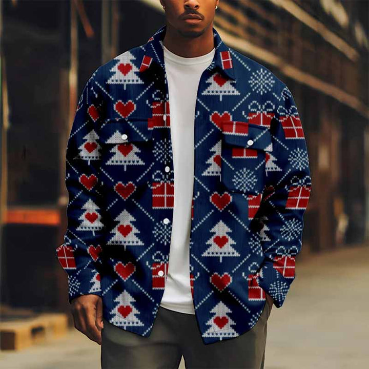 Men's Christmas Gift Print Long Sleeve Jacket