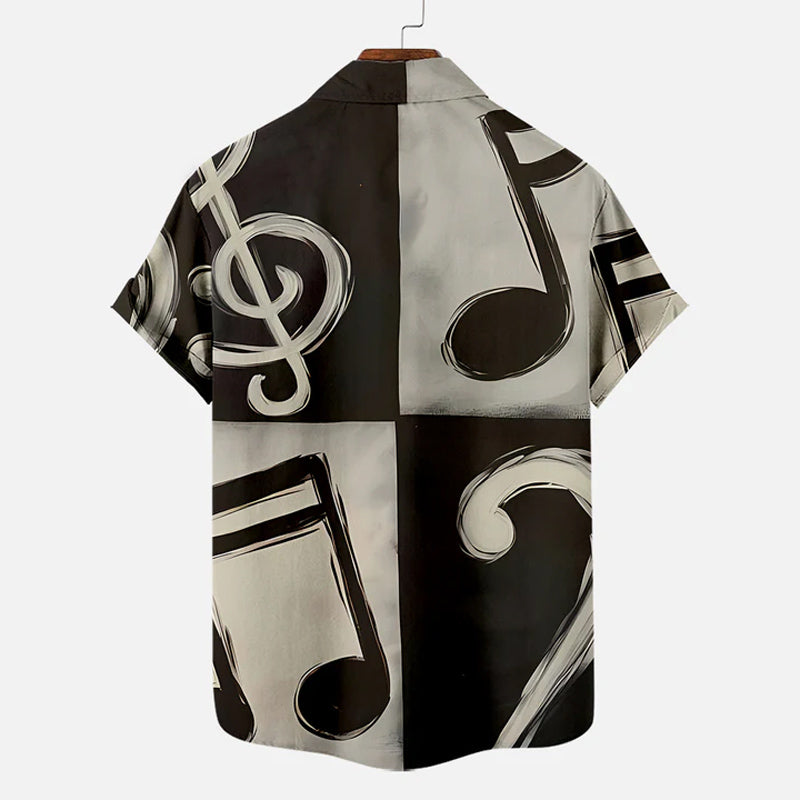 Men's Music Collection Illustration Short Sleeve Shirt