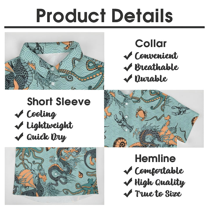 Mythical Beasts And Marine Life Prints Short Sleeve Shirt 2410006997