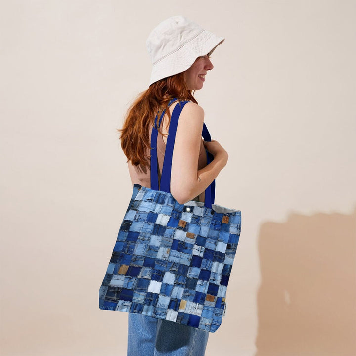 Unisex Geometric Print Fabric Bag with Interior Pocket