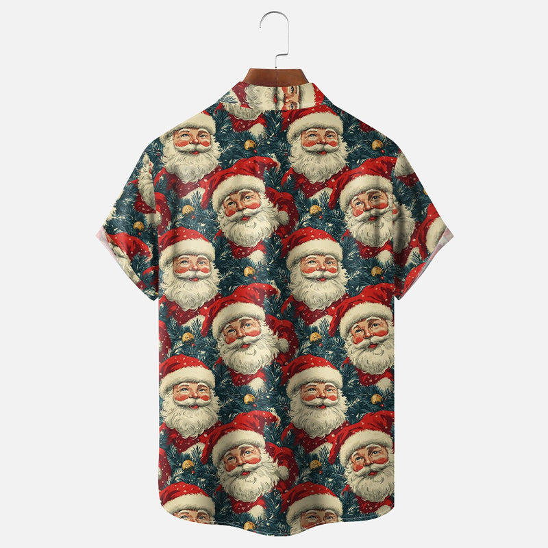 Men's Santa Claus Chest Pocket Hawaiian Shirt