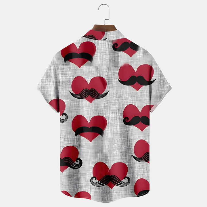 Men's Valentine's Day Heart Shaped Short Sleeve Shirt