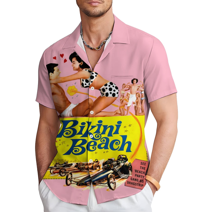 Bikini Beach Retro Poster Print Short Sleeve Shirt 2410003430