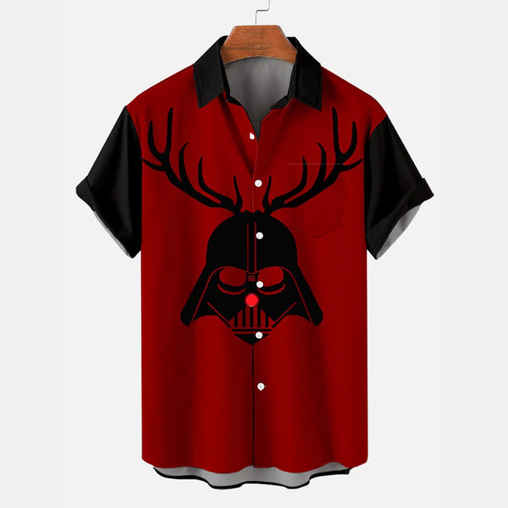 Men's Christmas Star War Short Sleeve Casual Shirt