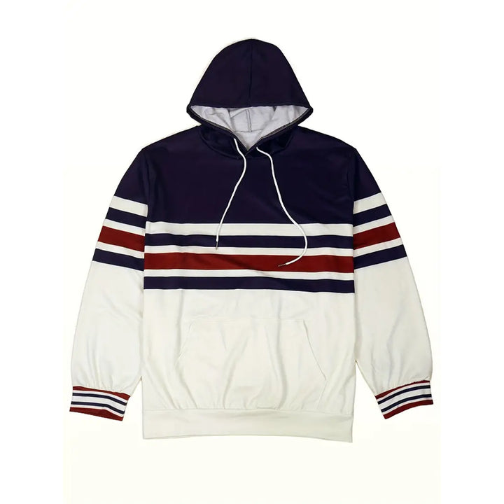 Men's Casual Fashion Color Block Striped Hoodies and Pants