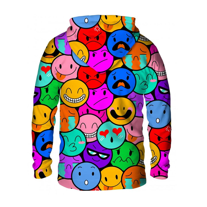 Men's bright expression print long-sleeved hooded