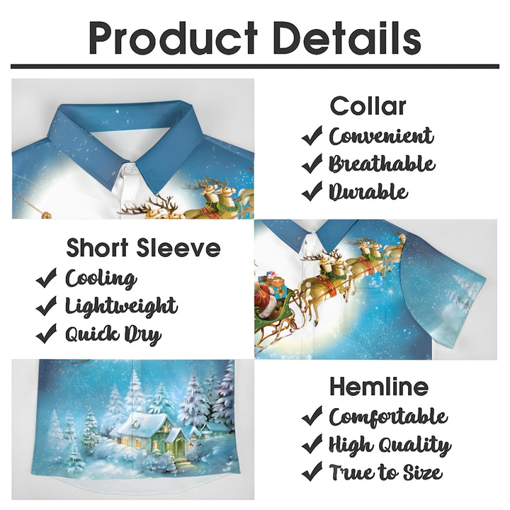 Santa Claus Christmas Print Short Sleeve Shirt 2411004010