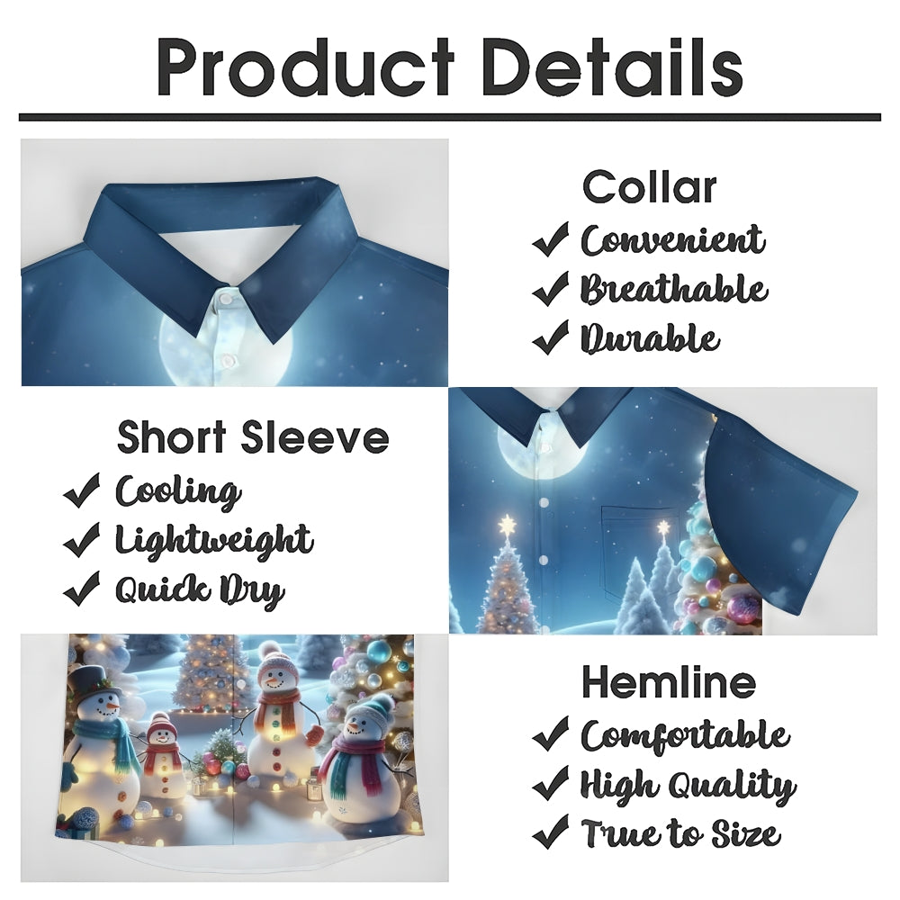 Christmas Snowman Casual Short Sleeve Shirt 2411003224