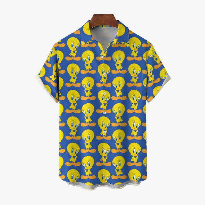 Cartoon Character Bird Print Short Sleeve Shirt 2412001933