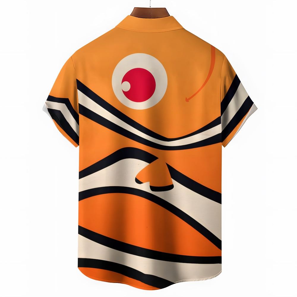 Men's Cartoon Clown Fish Casual Short Sleeve Shirt 2410007925