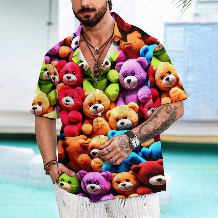 Bear Doll Print Casual Short Sleeve Shirt 2412007609