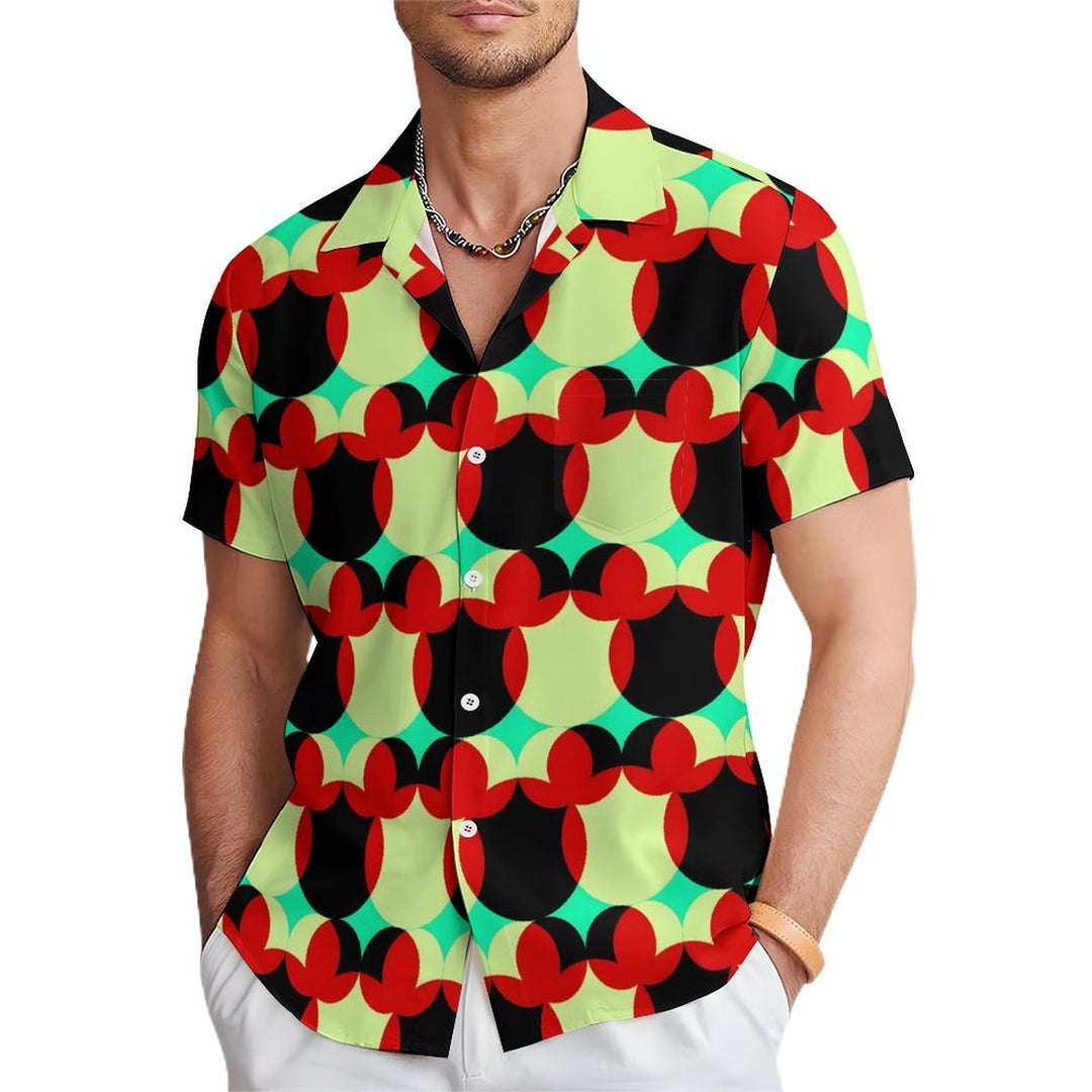 Men's Geometric Print Casual Short Sleeve Shirt 2402000153