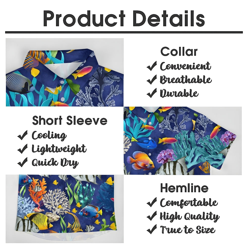 Underwater World Fish Print Short Sleeve Shirt 2409010816