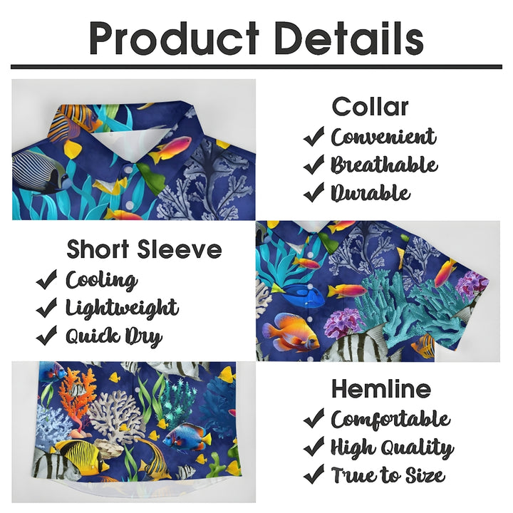 Underwater World Fish Print Short Sleeve Shirt 2409010816