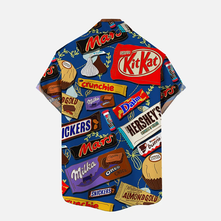 Cartoon Various Chocolate Wrappers PrintingShort Sleeve Shirt