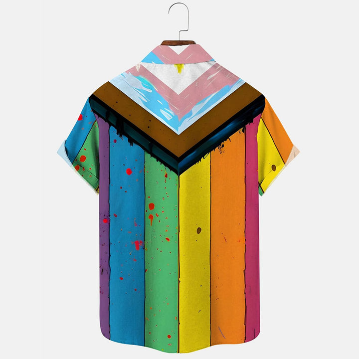 Gay Pride Rainbow Flag Print Short Sleeve Shirt