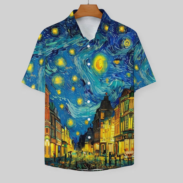 Men's Artistic Abstract Print Short Sleeve Shirt 2304105716