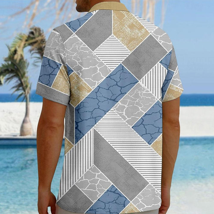 Men's Geometric Pattern Printed Short Sleeve Shirts