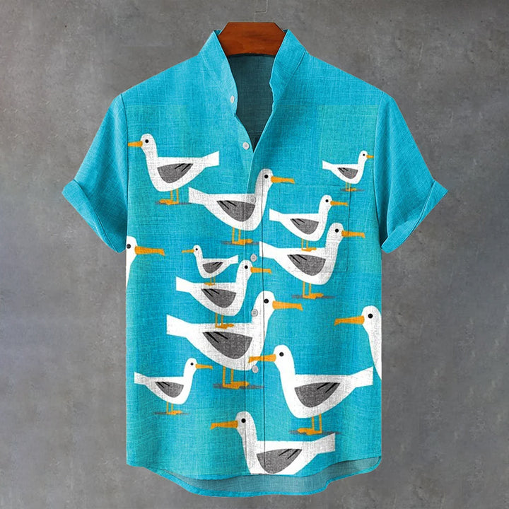 Flock of Seagulls Art Print Casual Short Sleeve Shirt