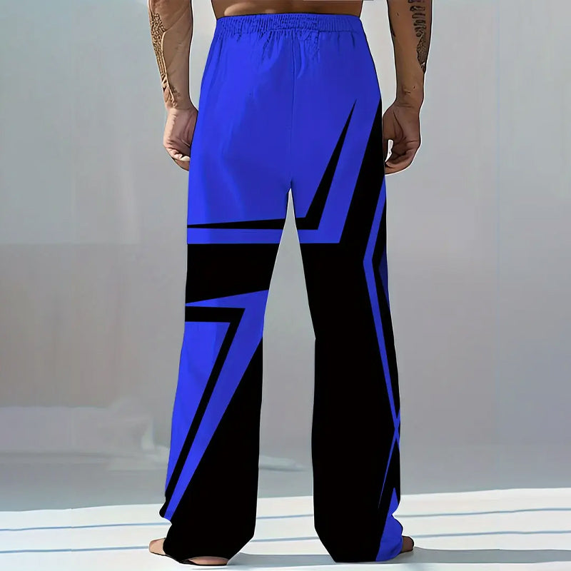 Men's Digital Print Loose Wide Leg Pants