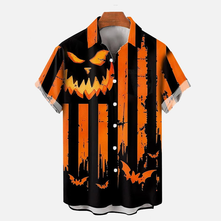 Stitching Halloween Flag Printing Short Sleeve Shirt