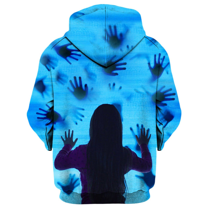 Men's Halloween Handprint Print Long Sleeve Hoodie